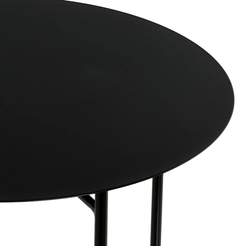 Mesa auxiliar redonda de tubo metálico negro de 40x40x45 cm