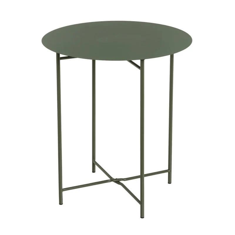 Mesa auxiliar redonda de tubo metálico verde de 40x40x45 cm