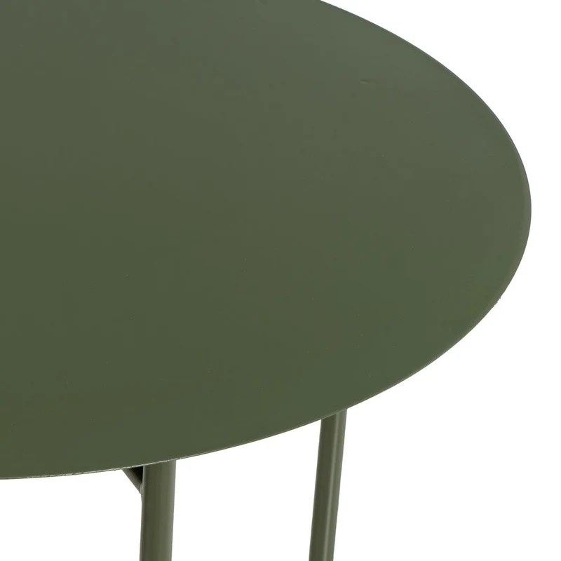 Mesa auxiliar redonda de tubo metálico verde de 40x40x45 cm