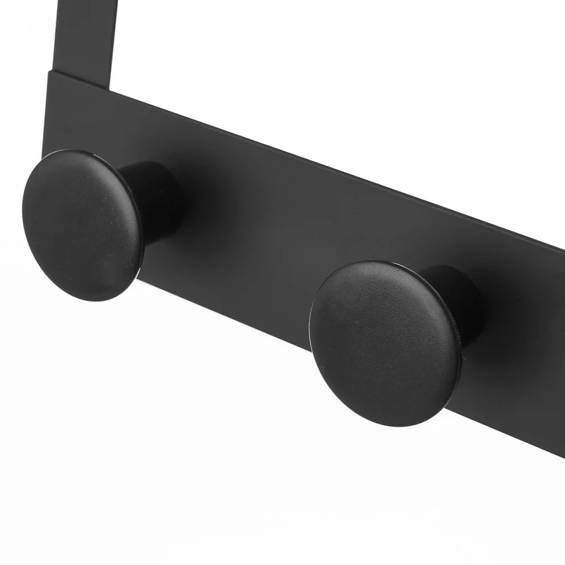 Percha de metal para puerta con 3 ganchos de plástico de color negro