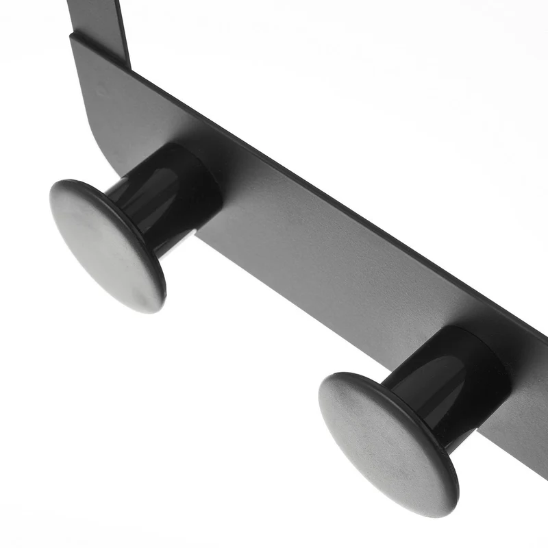 Percha de metal para puerta con 3 ganchos de plástico de color negro