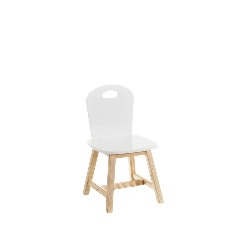 Set de 2 sillas infantiles blancas de madera de pino de 28x28x50 cm