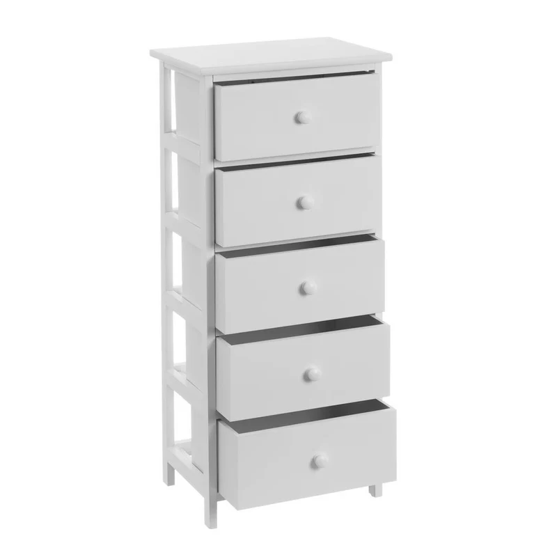 Sinfonier blanco de madera de paulonia con 5 cajones de 40x29x91 cm