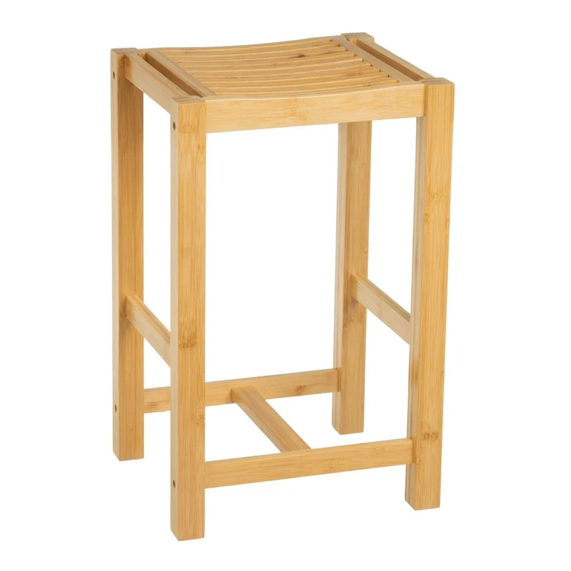 Taburete versátil de madera de bambú en color marrón oscuro de 35x30x55cm