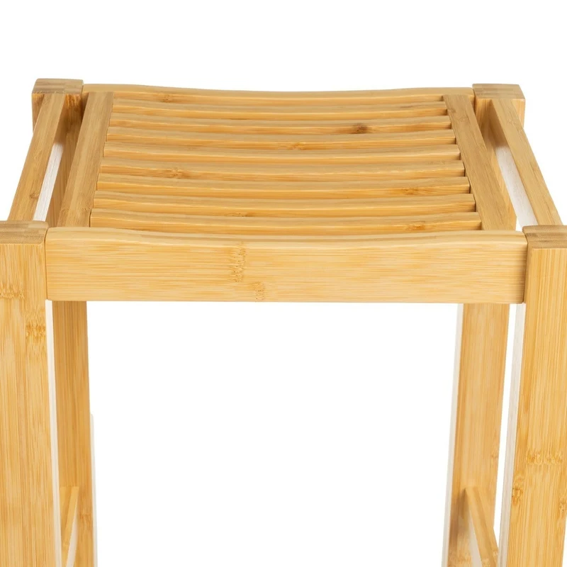 Taburete versátil de madera de bambú en color marrón oscuro de 35x30x55cm
