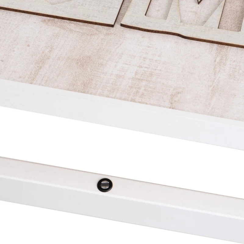 Tapa abatible para cuadro eléctrico con marco blanco y texto decorativo