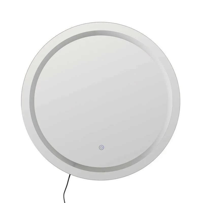 Espejo de pared redondo sin marco para baño con luz LED de 60 cm