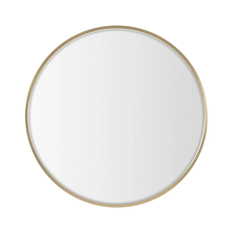 Espejo de pared redondo con marco de aluminio dorado de 50 cm