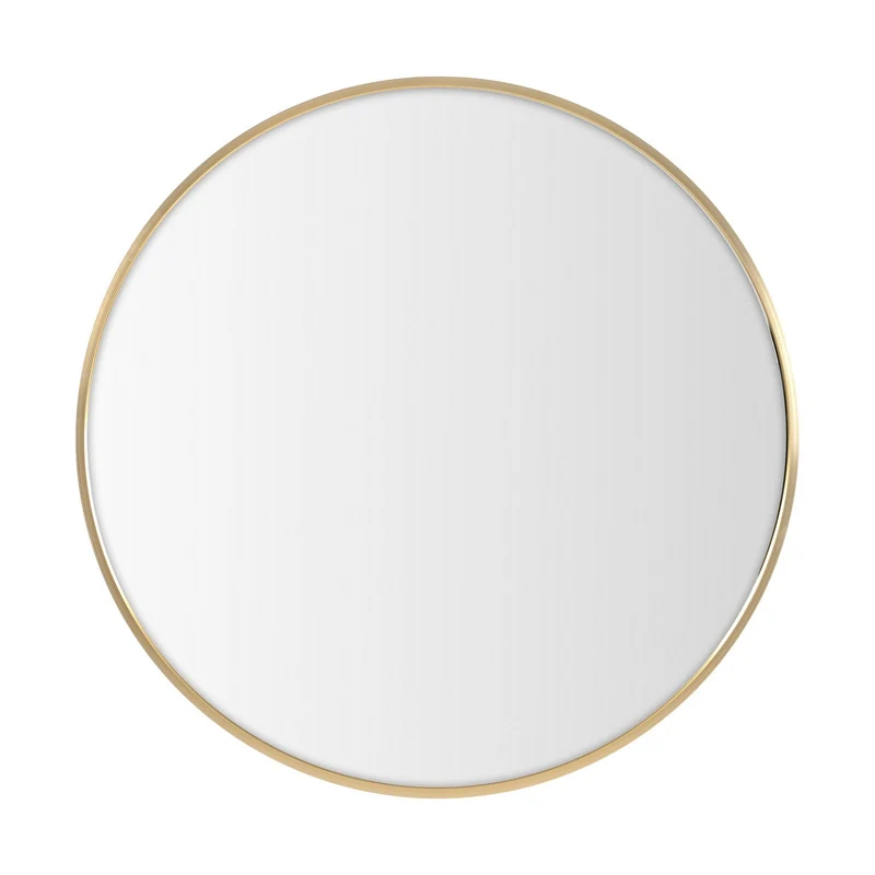 Espejo de pared redondo con marco de aluminio dorado de 60 cm