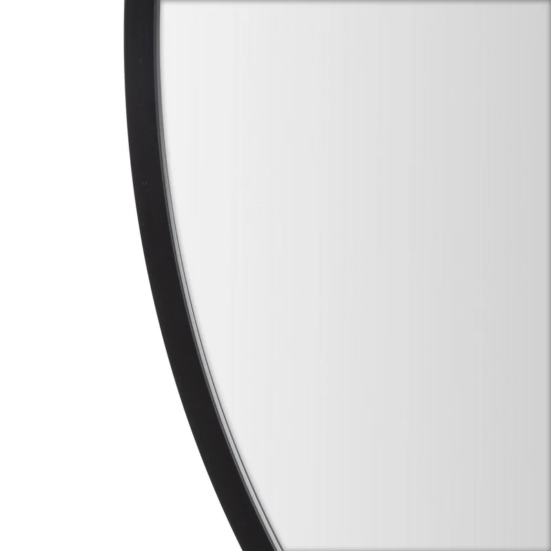 Espejo de pared redondo con marco de aluminio negro de 60 cm