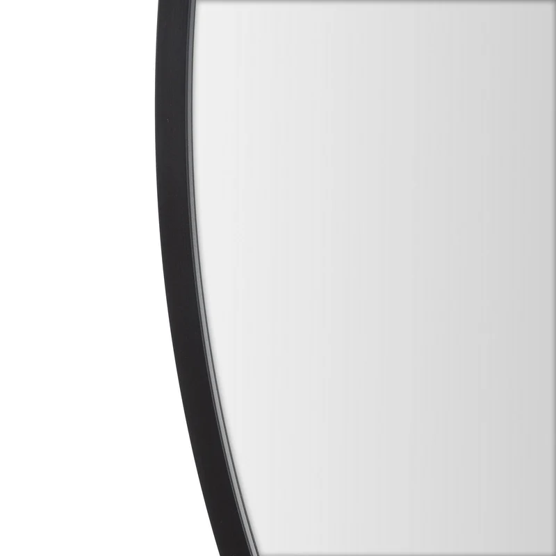 Espejo de pared redondo con marco de aluminio negro de 80 cm