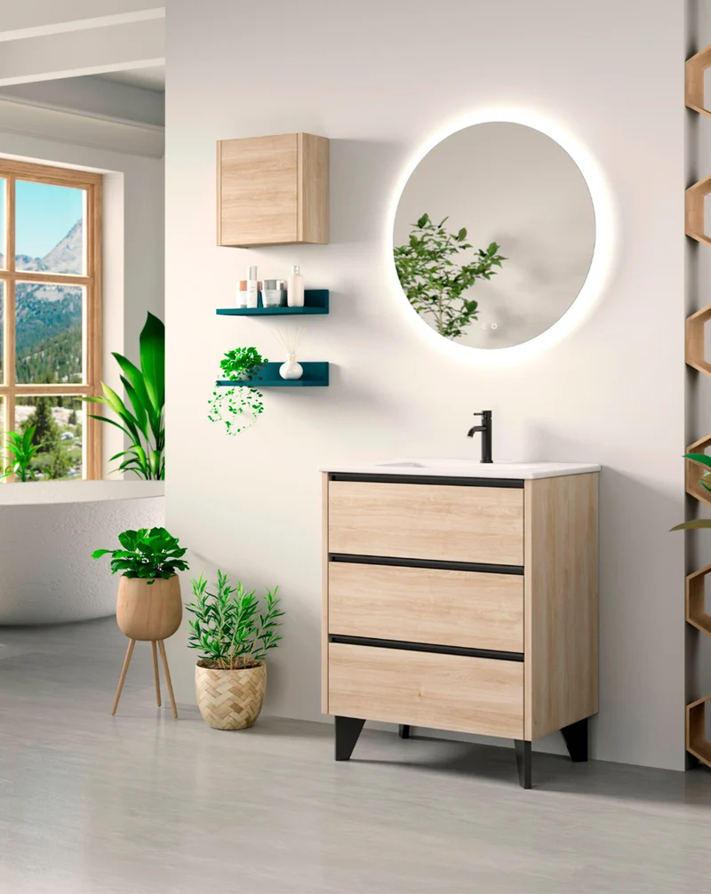 Joker Mueble Auxiliar de Baño Suspendido Cuadrado 1 Puerta con Cierre Amortiguado| Armario Baño Colgante | 35x34,9x17 | Alpine