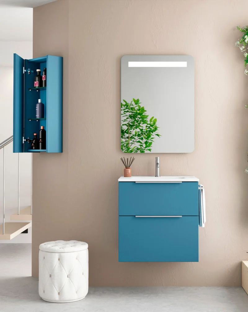 Joker Mueble Auxiliar de Baño Suspendido 1 Puerta con Cierre Amortiguado| Armario Baño Colgante 80x34,9x17cm | Island Mate