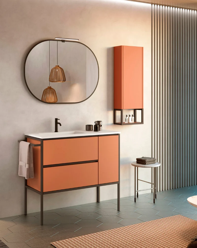 Joker Mueble Auxiliar de Baño Suspendido 1 Puerta con Cierre Amortiguado| Armario Baño Colgante 80x34,9x17cm | Sunset Mate