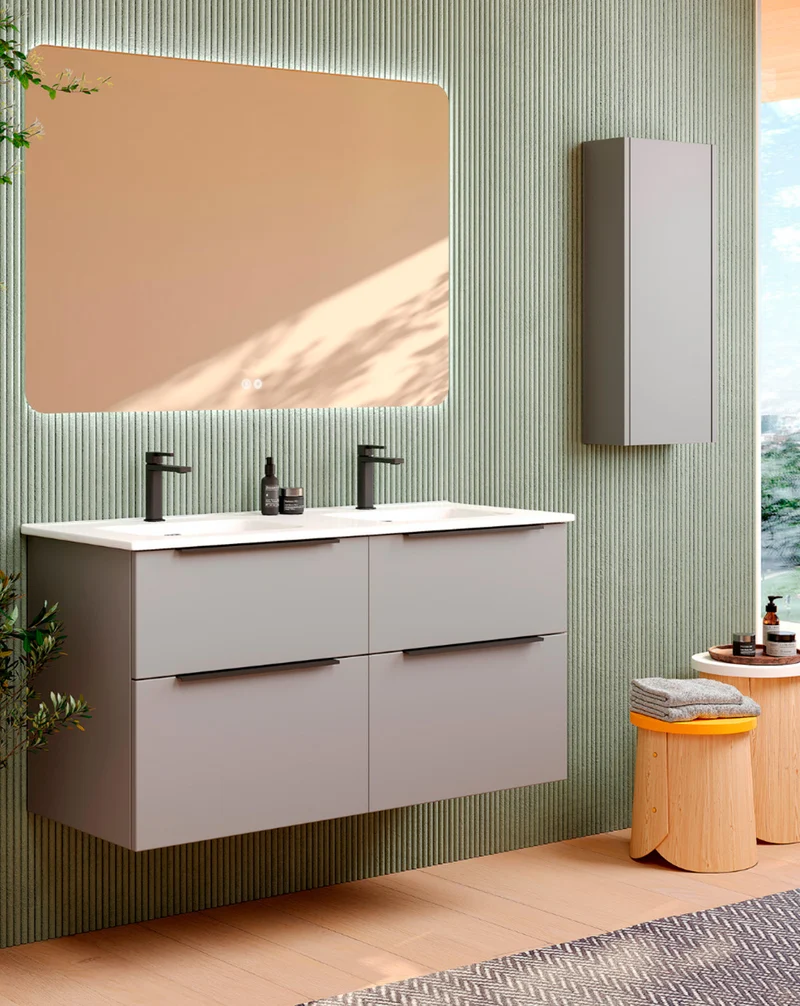 Joker Mueble Auxiliar de Baño Suspendido 1 Puerta con Cierre Amortiguado| Armario Baño Colgante 80x34,9x17cm | Mist