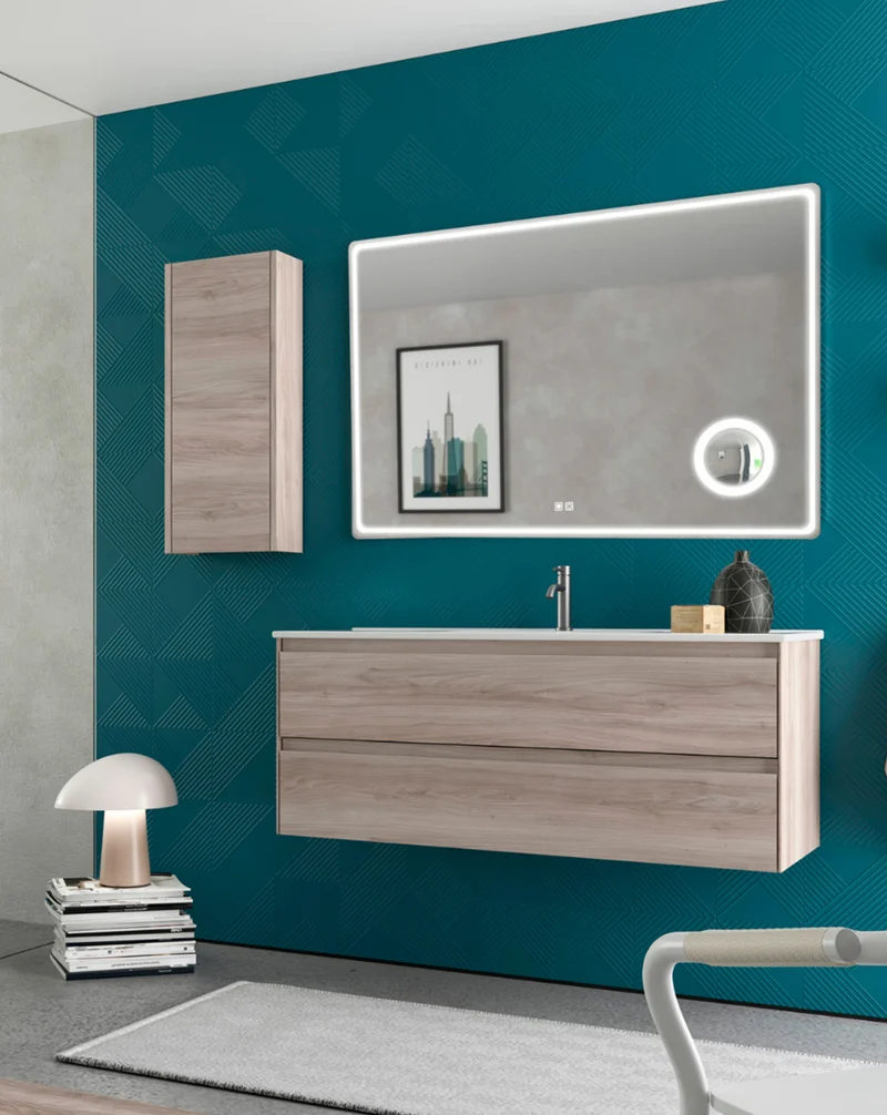 Joker Mueble Auxiliar de Baño Suspendido 1 Puerta con Cierre Amortiguado| Armario Baño Colgante 80x34,9x17cm | Pino gris