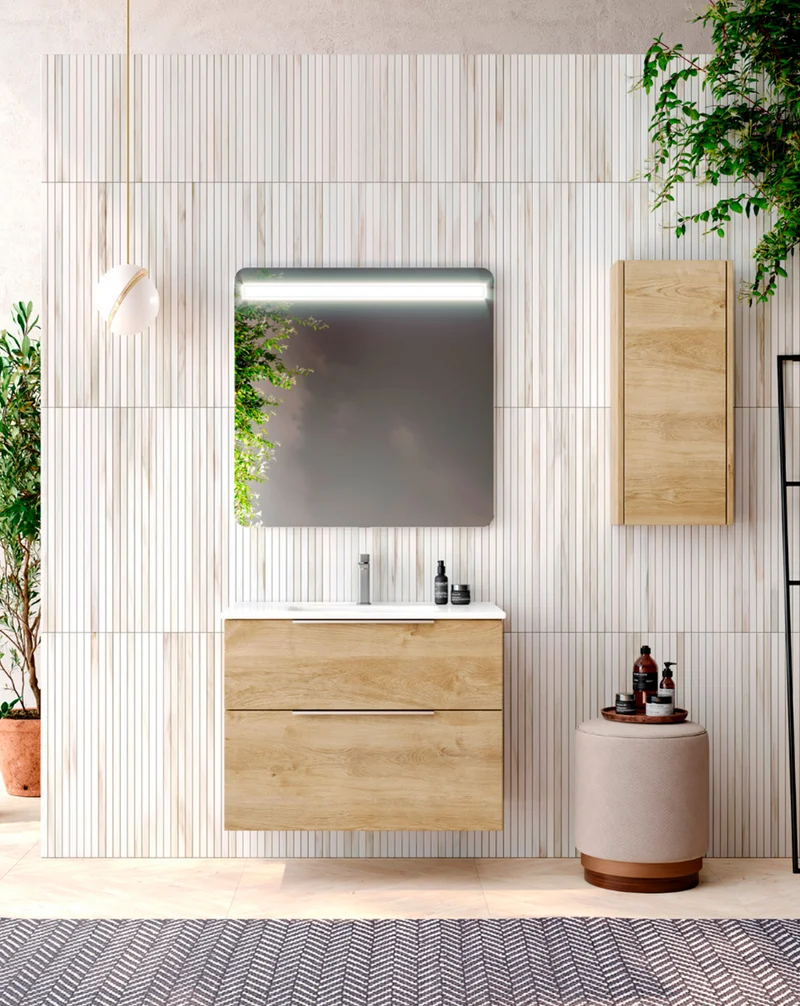 Joker Mueble Auxiliar de Baño Suspendido 1 Puerta con Cierre Amortiguado| Armario Baño Colgante 80x34,9x17cm | Alpine