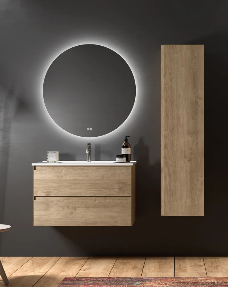 Verona Round Espejo Pared Redondo Baño | Luz Ambiental | Sensor Táctil On/Off | Espejo Led de Baño Redondo
