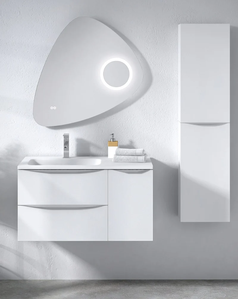 Stone Espejo Pared Baño | Luz Ambiental | Sensor Táctil On/Off | Espejo Led de Baño Stone | 80cmx80cm| Lupa de Aumento x3