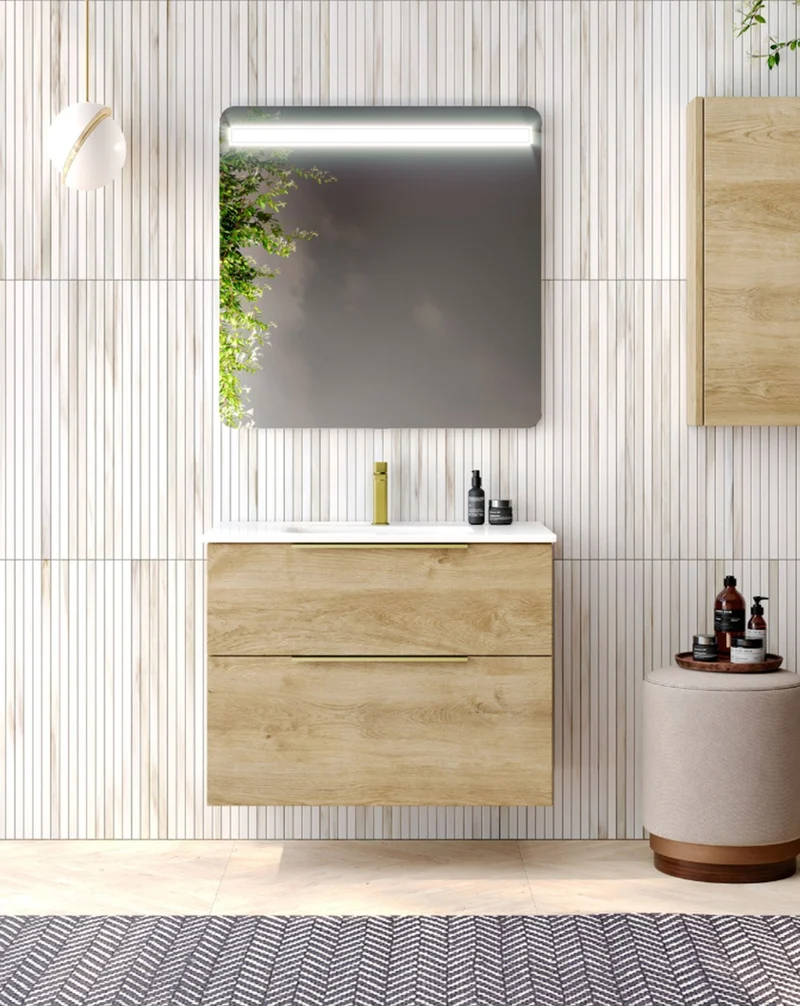 Rain Espejo de Pared Rectangular | Espejo Decorativo con luz led Rectangular | Espejo de Baño Rectangular