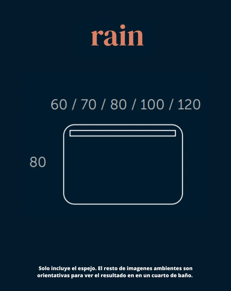 Rain Espejo de Pared Rectangular | Espejo Decorativo con luz led Rectangular | Espejo de Baño Rectangular