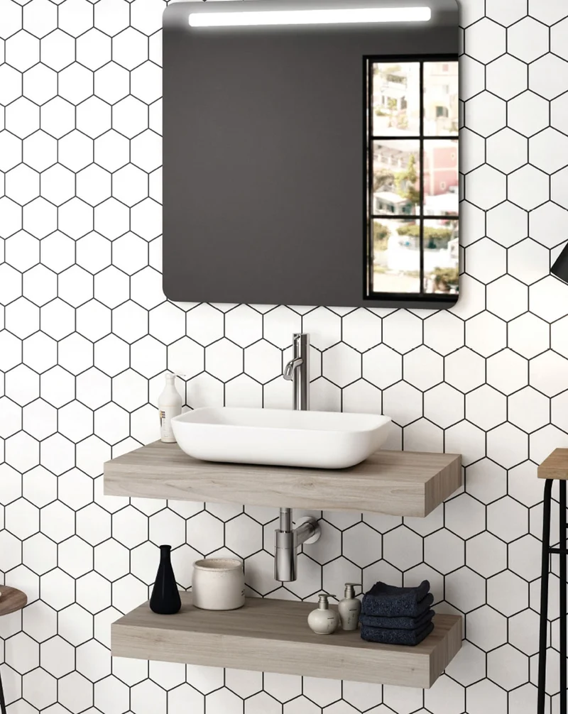 Masai Lavabo sobre Encimera Baño Resina Mineral Recubierta de Poliuretano Acrílico | Lavabo Baño para Encimera de 51x33cm | Oro metálico