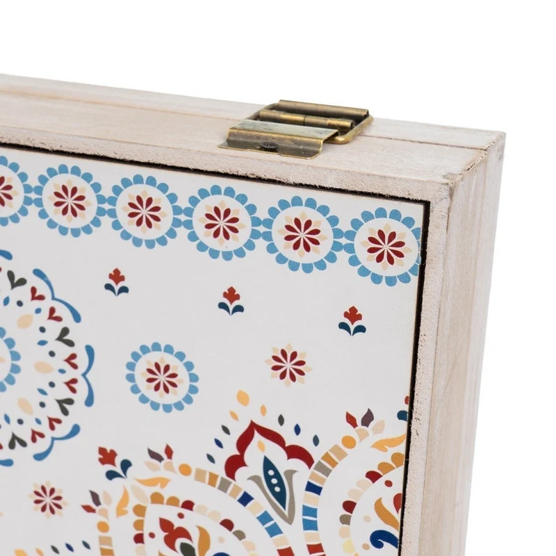 Tapa para contador de luz en madera MDF color blanco Mandala de 46x33 cm