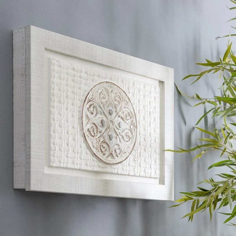 Tapa para contador de luz con mandala en relieve pintado a mano, 50x6x35c