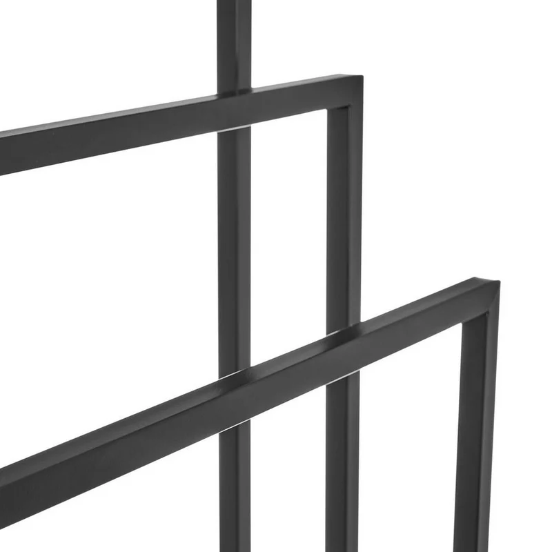 Toallero de pie múltiple de metal negro con 3 brazos, tamaño 45x21x84 cm.