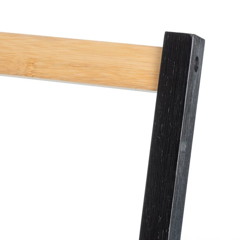 Toallero plegable en madera de bambú con 3 brazos, base amplia de 40x31cm