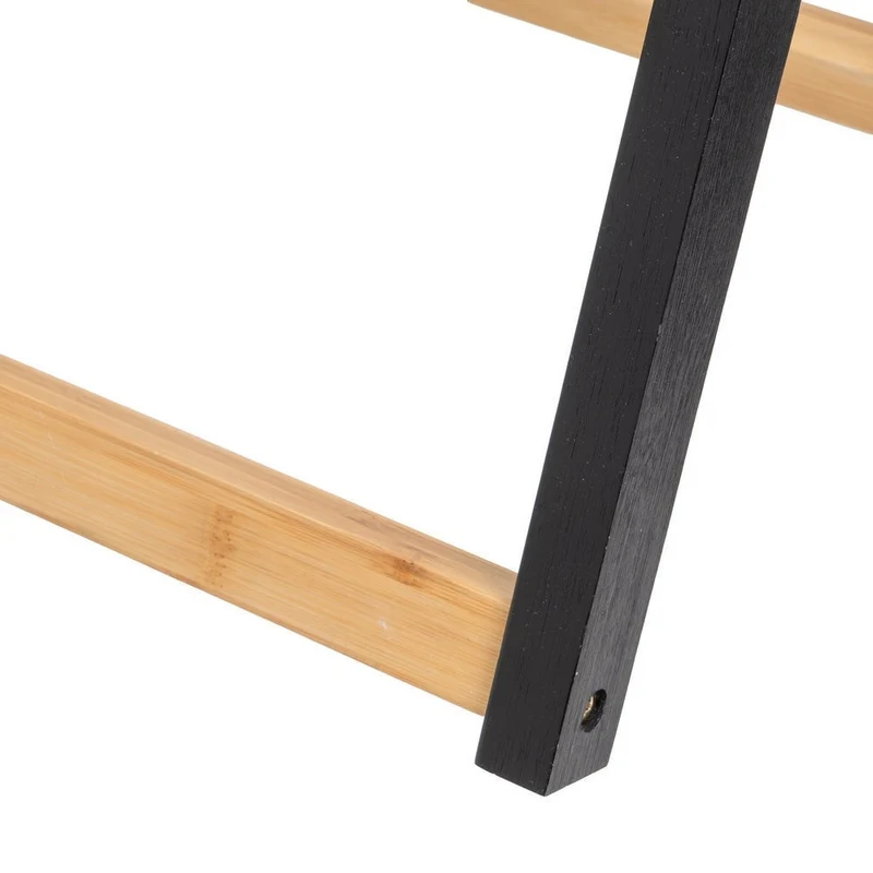 Toallero plegable en madera de bambú con 3 brazos, base amplia de 40x31cm