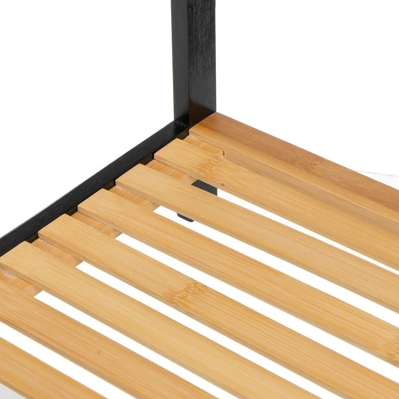 Toallero de pie con 3 brazos de madera bambú en natural y negro, de 51x31