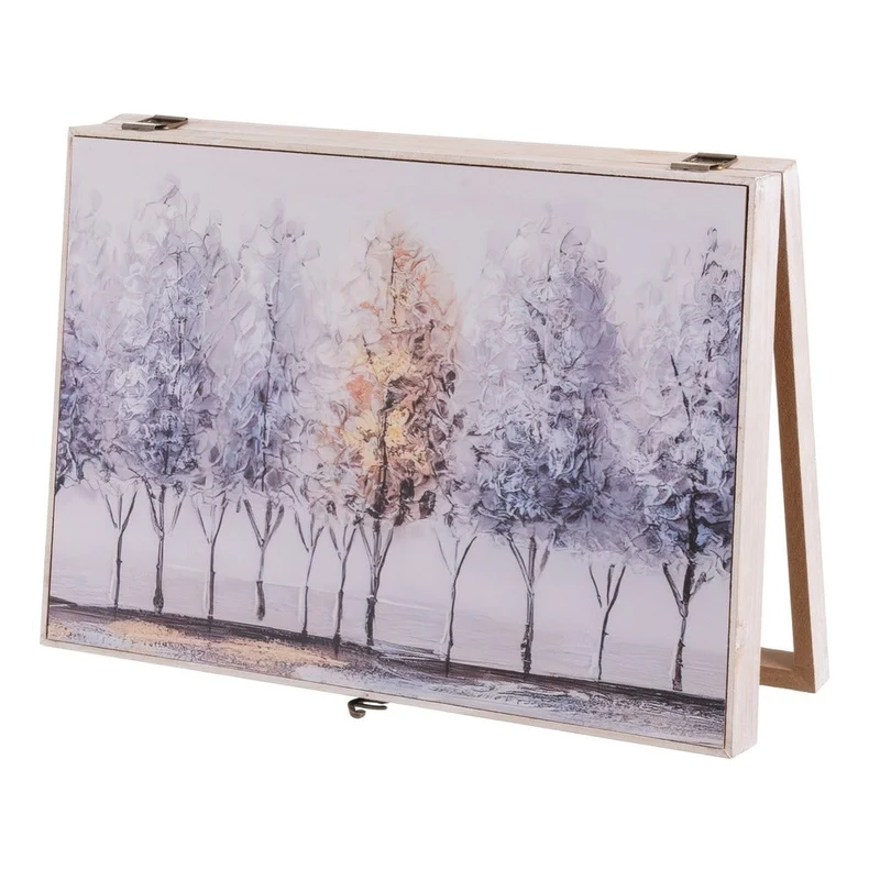 Tapa para contador de luz de madera con diseño árboles, exterior 46x31x6c