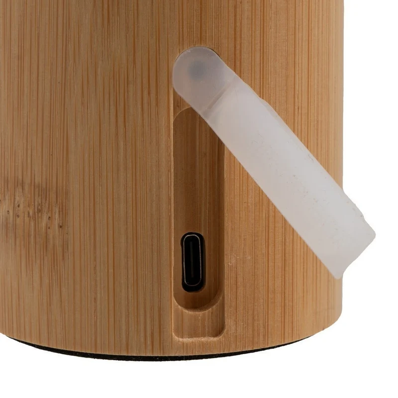 Lámpara LED regulable y recargable de 1W de bambú con USB-C. 15x15x23 cm