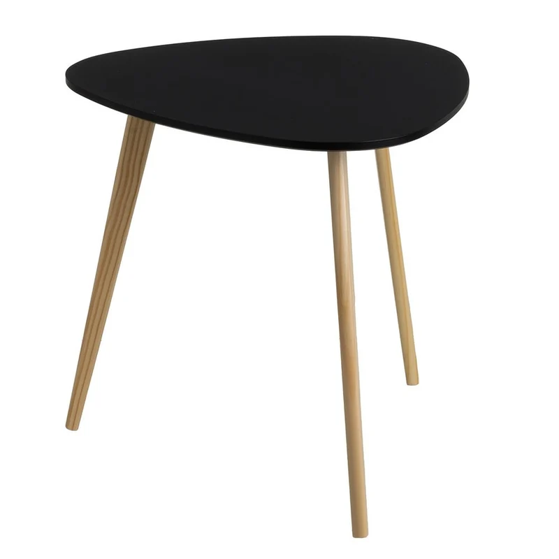 Set de 2 mesas nido auxiliares de madera y laminado, color negro