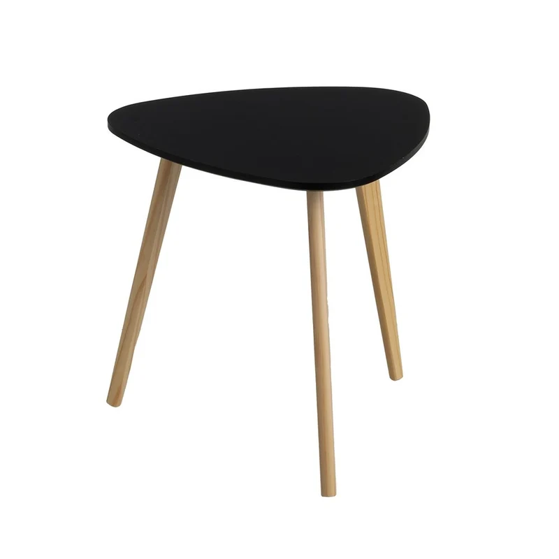 Set de 2 mesas nido auxiliares de madera y laminado, color negro