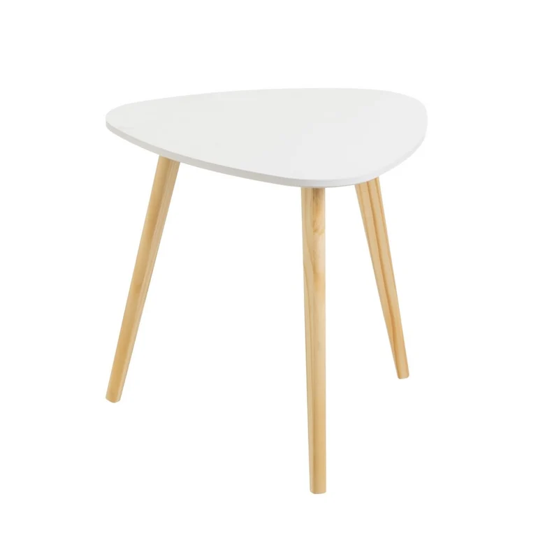 Set de 2 mesas nido auxiliares de madera y laminado, color blanco