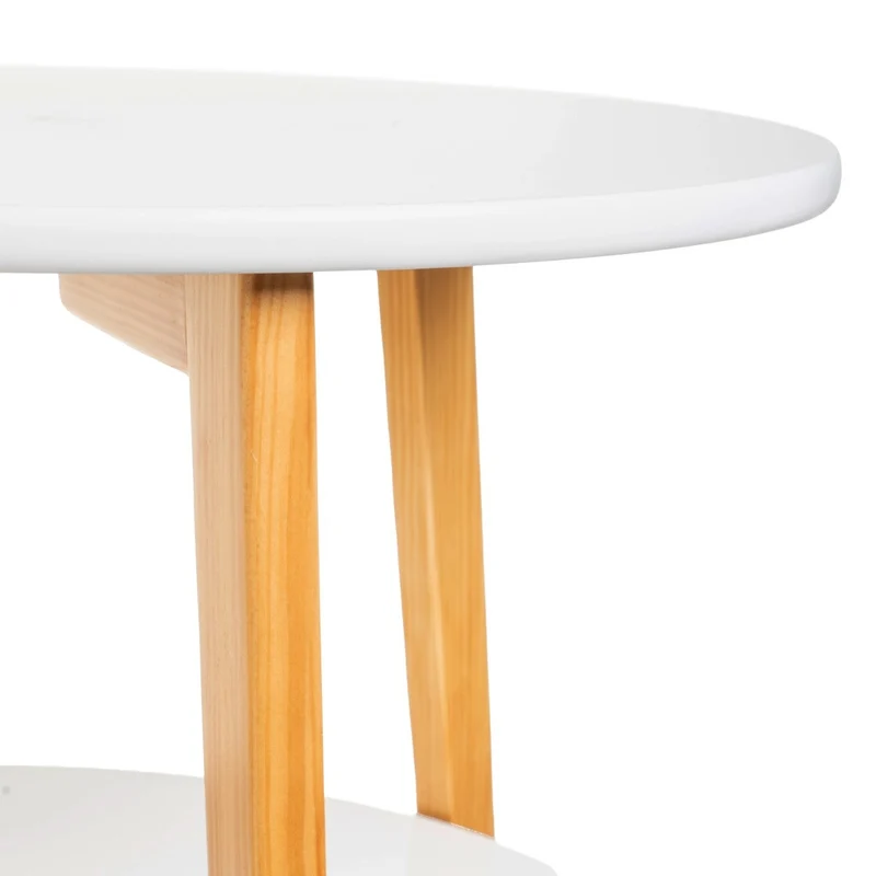 Set de 2 mesas auxiliares blancas con patas de madera de pino para salón