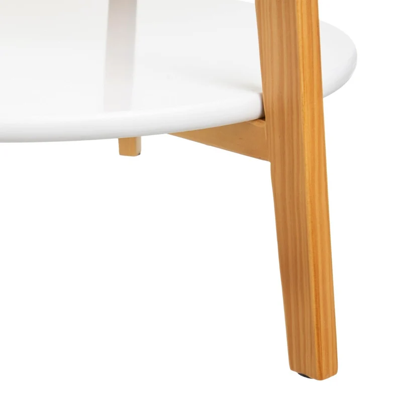 Set de 2 mesas auxiliares blancas con patas de madera de pino para salón