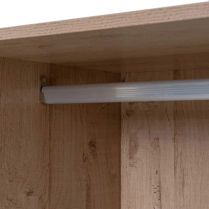 Armario modular de tablero natural con barra y pantalonero de 60x45x180 cm