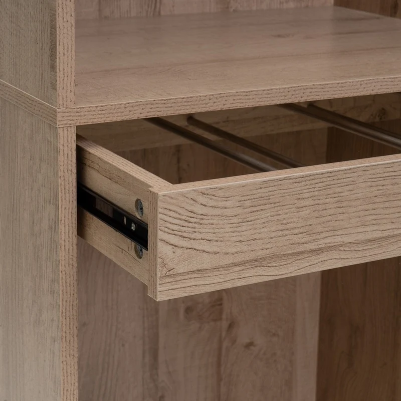 Armario modular de tablero natural con barra y pantalonero de 60x45x180 cm