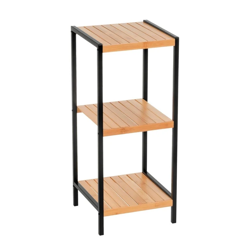 Estantería de bambú y metal negro con 3 baldas de 30x30x70 cm