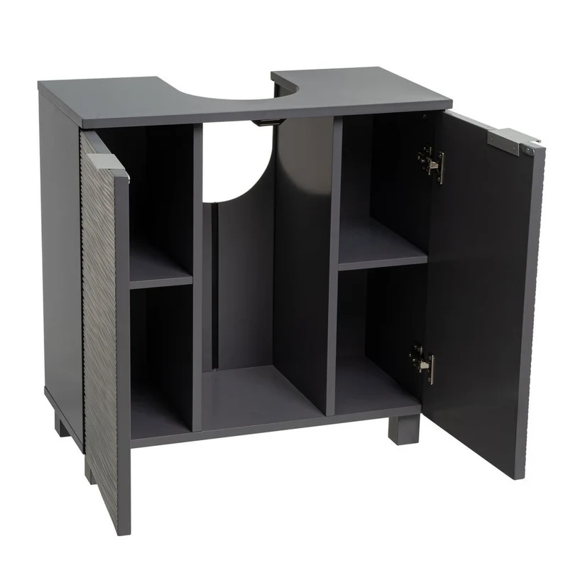 Mueble bajo lavabo de madera gris con 2 puertas de 60x30x60 cm