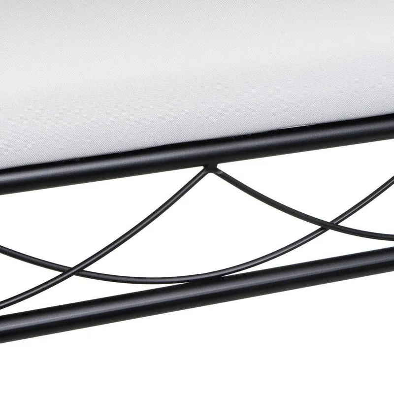 Banqueta para pie de cama de metal negro y asiento de algodón blanco