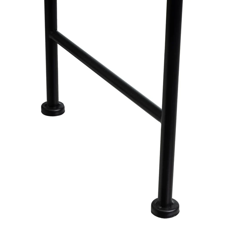Banqueta para pie de cama de metal negro y asiento de algodón blanco