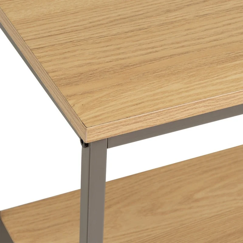 Estantería de madera natural y metal color gris, 3 baldas de 60x30x76 cm
