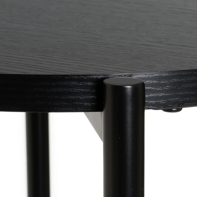 Mesa de centro redonda de madera negra y arpillera de 74x74x41 cm
