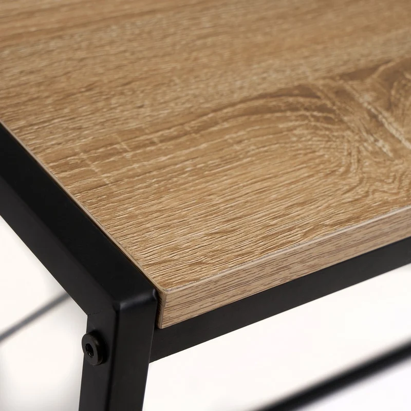 Mesa escritorio marrón de madera y metal negro de 100x45x75 cm