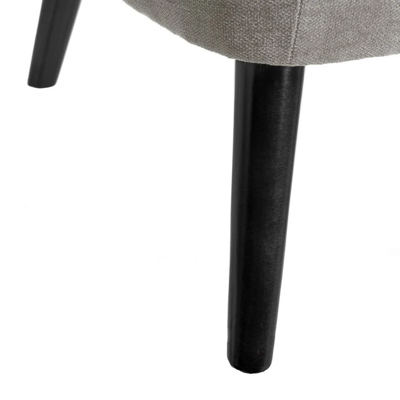 Sillón de chenilla gris claro con patas de madera de catalpa para salón