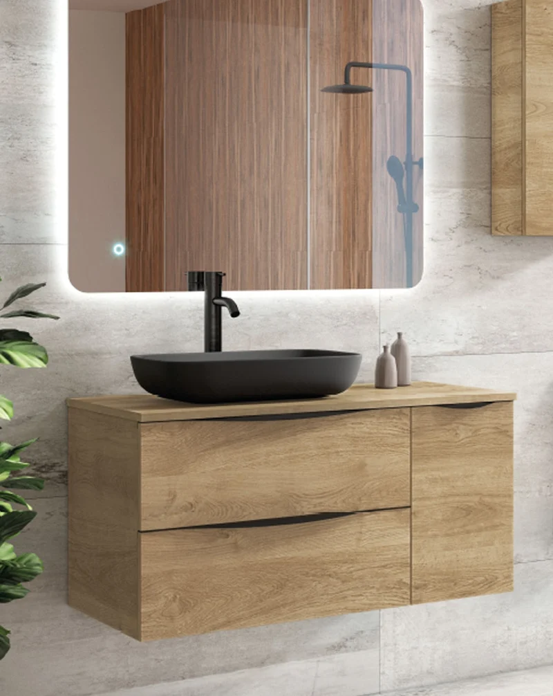 Masai Lavabo sobre Encimera Baño Resina Mineral Recubierta de Poliuretano Acrílico | Lavabo Baño para Encimera de 51x33cm | Beige